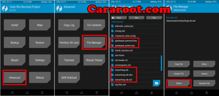 Cara Menghapus Sandi, PIN dan Pola Tanpa Reset Data Dengan TWRP