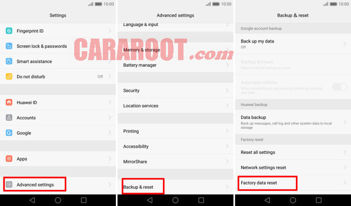 Reset Huawei Android Nougat