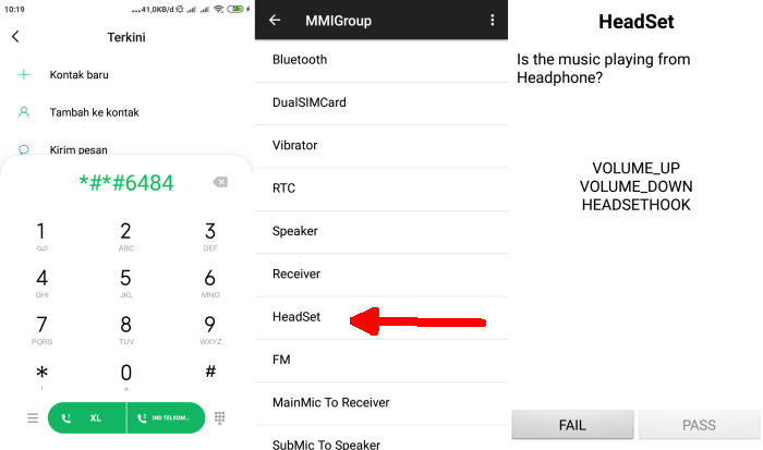 Lakukan Test Mode Headset