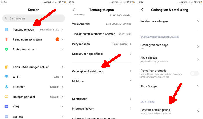 Factory Reset Xiaomi Melalui Menu Pengaturan