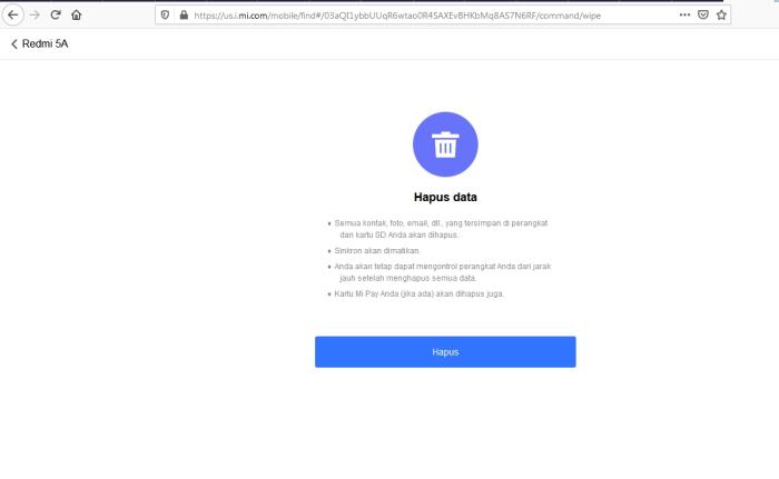 Reset Xiaomi via MiCloud