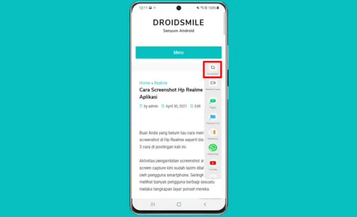 Cara Screenshot Hp Realme via Smart Sidebar