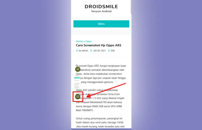 Cara Screenshot Panjang Oppo A92