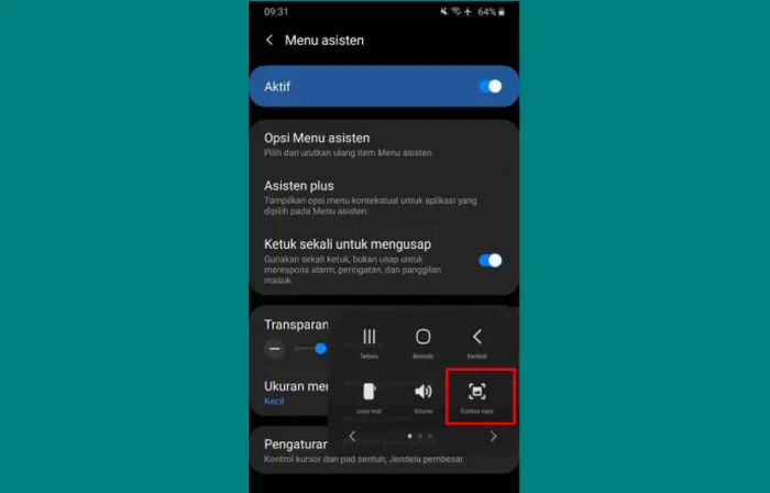 Cara Screenshot Samsung A01 Menu Asisten