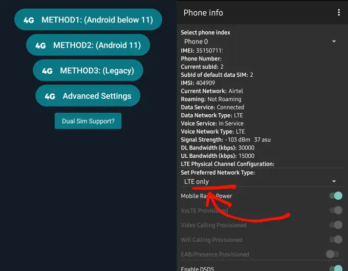 Force LTE Only Samsung