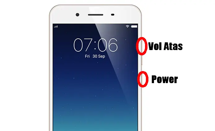 Tekan Tombol Volume Atas dan Power