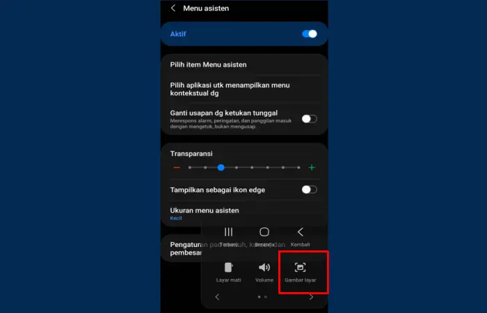 Screenshot Samsung M22 Menu Asisten
