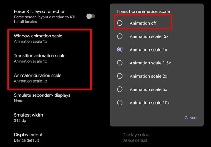 Pengaturan Window Animation Scale