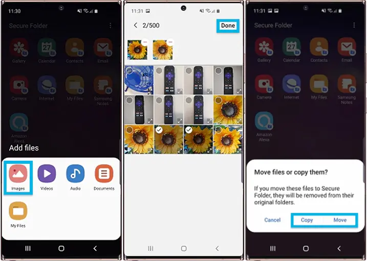Menambahkan file ke Secure Folder