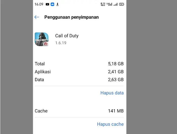 Hapus Cache Aplikasi Tertentu