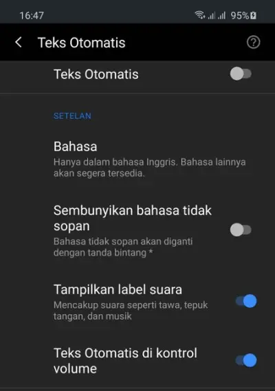Menonaktifkan Live Caption Samsung