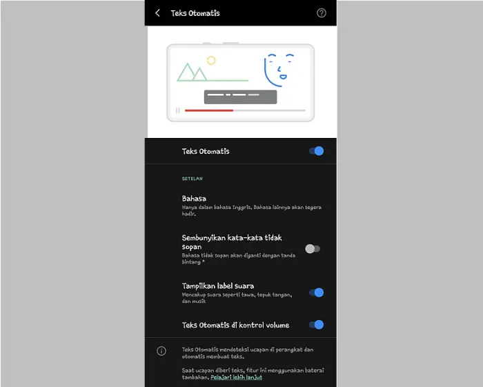 Pengaturan Live Caption Samsung
