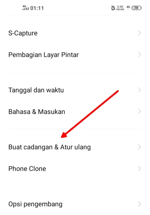 Buat Cadangan dan Atur Ulang Vivo