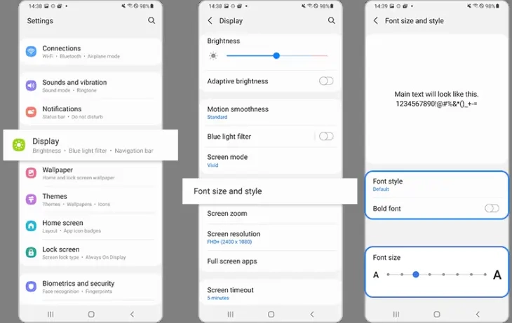Mengubah Ukuran Font Samsung