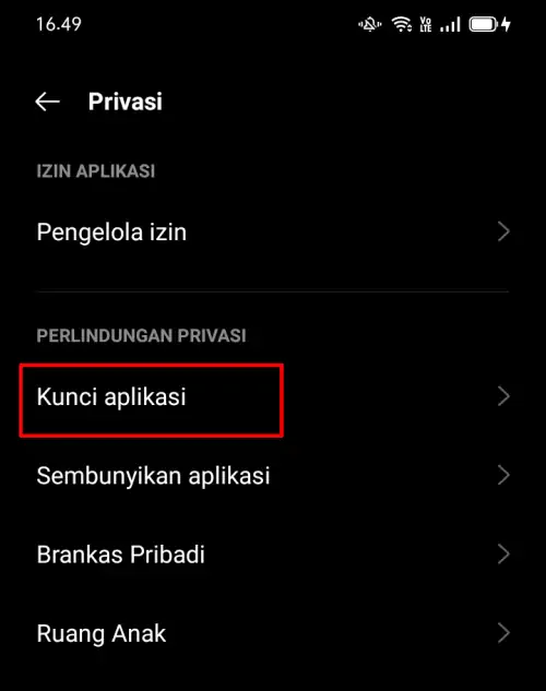 Opsi Kunci Aplikasi Realme