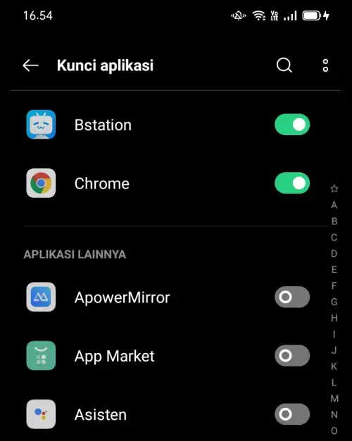Pilih Aplikasi di Realme yang akan Dikunci