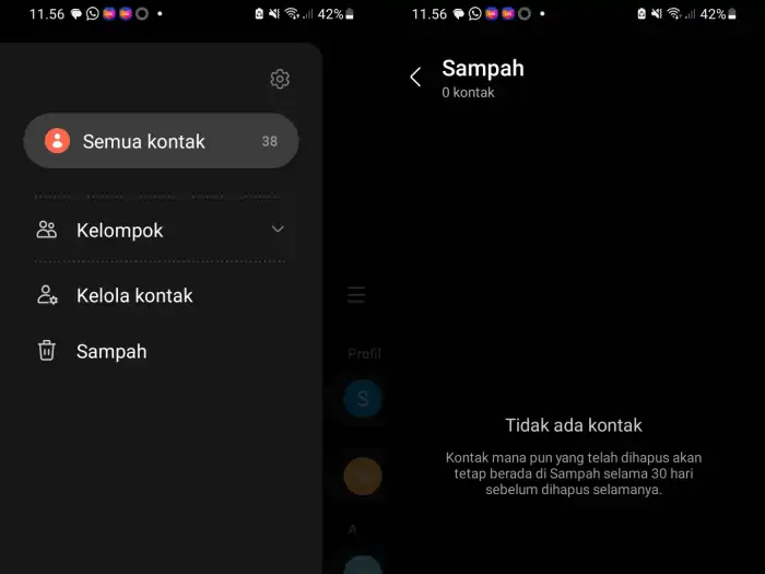 Mengembalikan Kontak yang terhapus