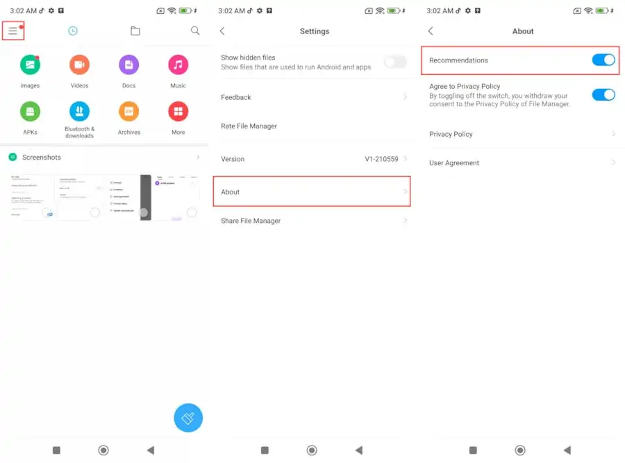 Menghilangkan iklan di Mi File Manager