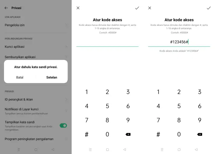Atur Kata Sandi Privasi Realme