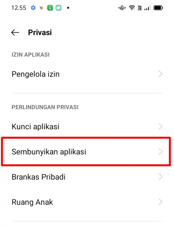 Buka Menu Sembunyikan Aplikasi