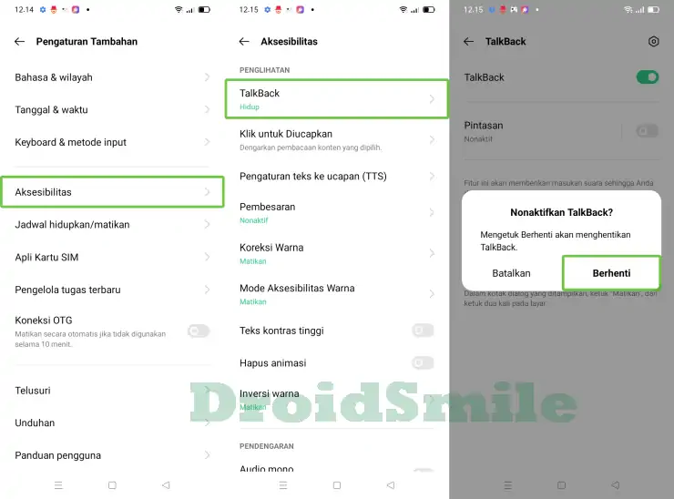 Cara Menonaktifkan Talkback Melalui Pengaturan Oppo
