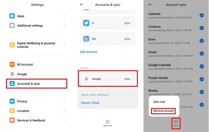 Hapus Akun Google Melalui Pengaturan Xiaomi