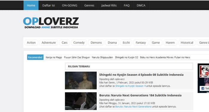 Oploverz Situs Anime