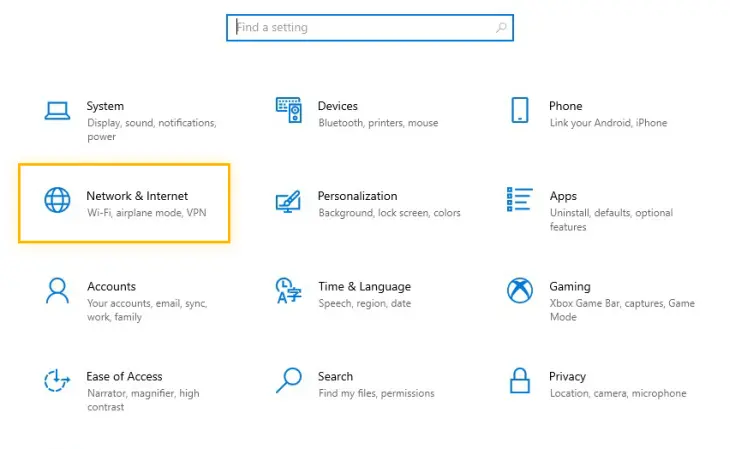 Pengaturan Network dan Internet Windows