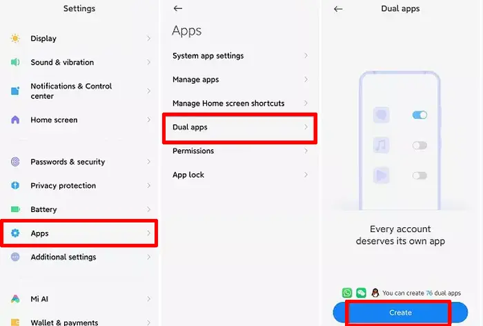 Aplikasi Ganda di Pengaturan Xiaomi