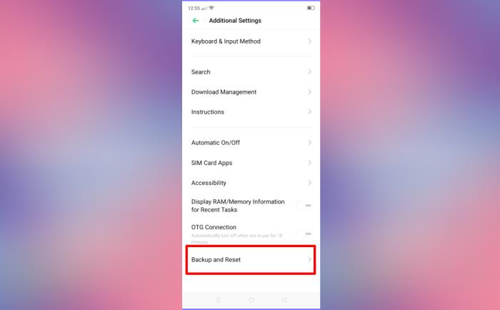 Backup And Reset Oppo Reno 4