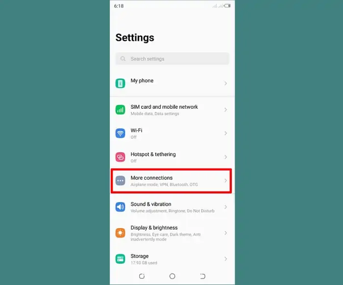 Masuk ke Pengaturan Koneksi Tecno